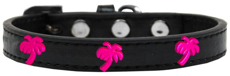 Pink Palm Tree Widget Dog Collar Black Size 20